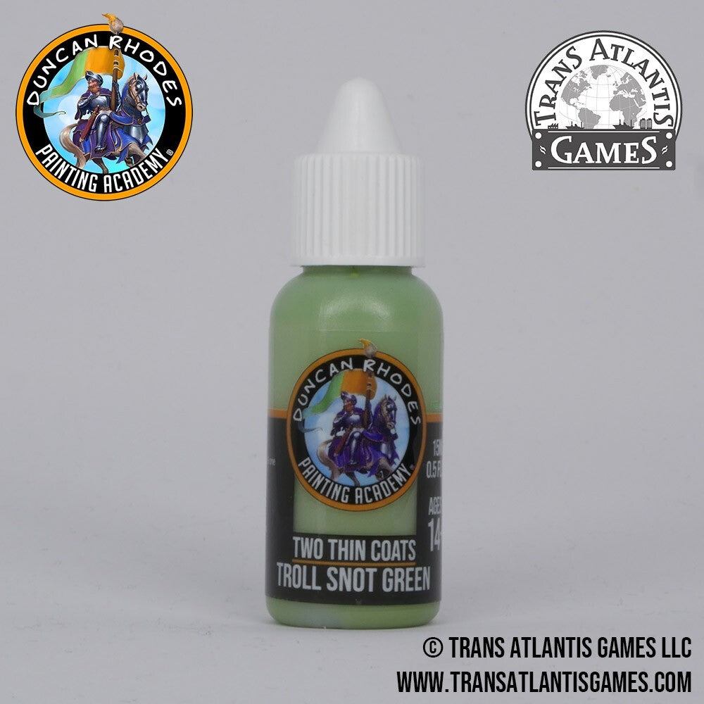 Duncan Rhodes Painting Academy Two Thin Coats Troll Shot Green 15ml Bottle 10075