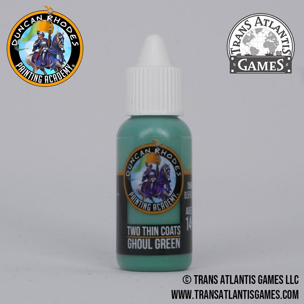 Duncan Rhodes Painting Academy 'Two Thin Coats' Ghoul Green 15ml Bottle - 10084