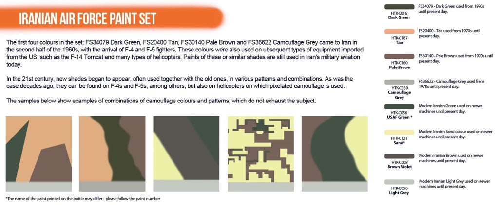 Hataka Orange Line Lacquer Based Formula Iranian Air Force Paint Set (HTK-CS119)