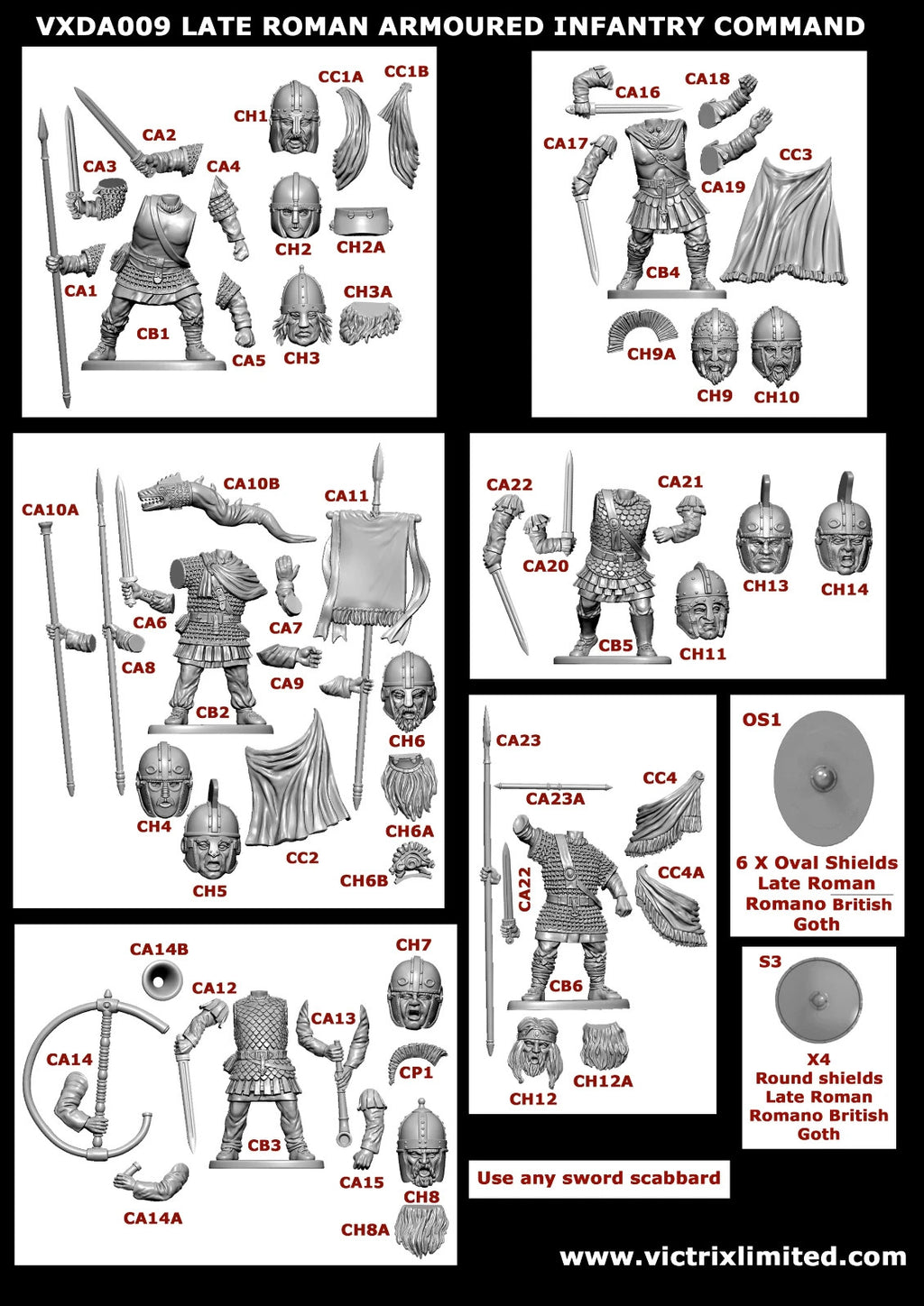 Victrix 28mm Scale Plastic Late Roman Infantry & Heavy Cavalry Warband - VXWB001