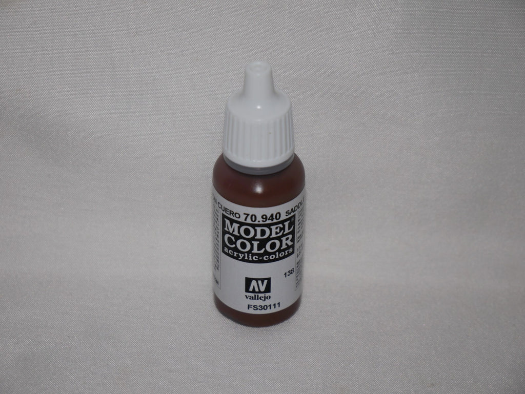Vallejo Model Color Saddle Brown Acrylic 17ml/0.57 fl oz Dropper Bottle - 70.940