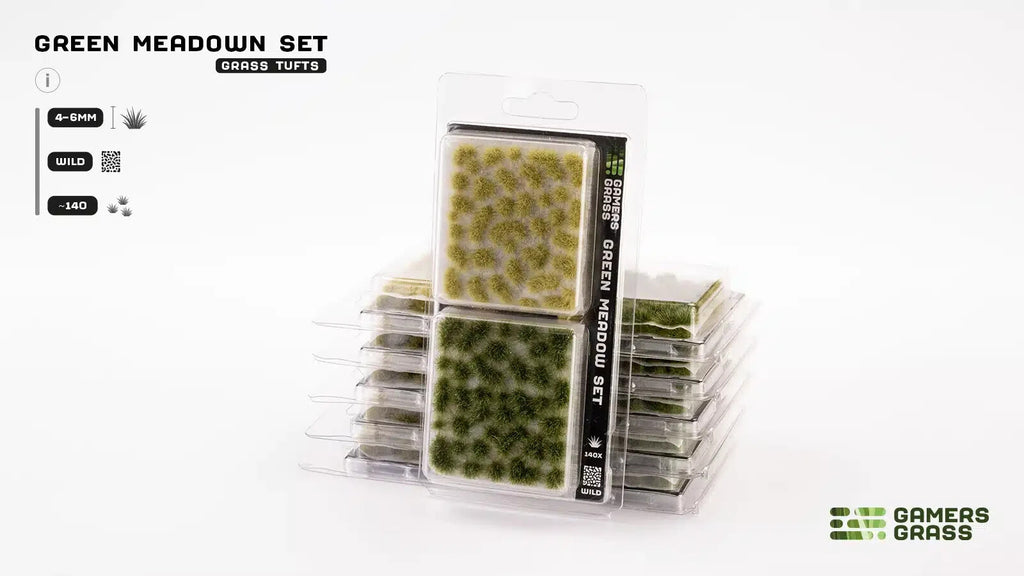 Gamers Grass Wild Green Meadow Tuft Set For Wargaming Bases (140) Per Pack - GGSET-GM