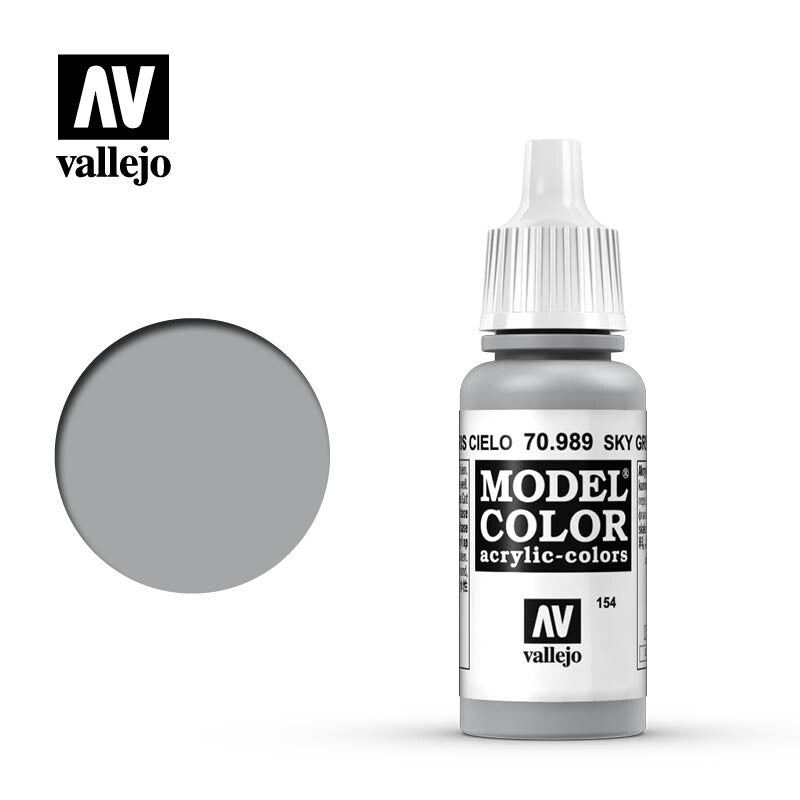 Vallejo Model Color Sky Grey Acrylic 17ml/0.57 fl oz Dropper Bottle - 70.989