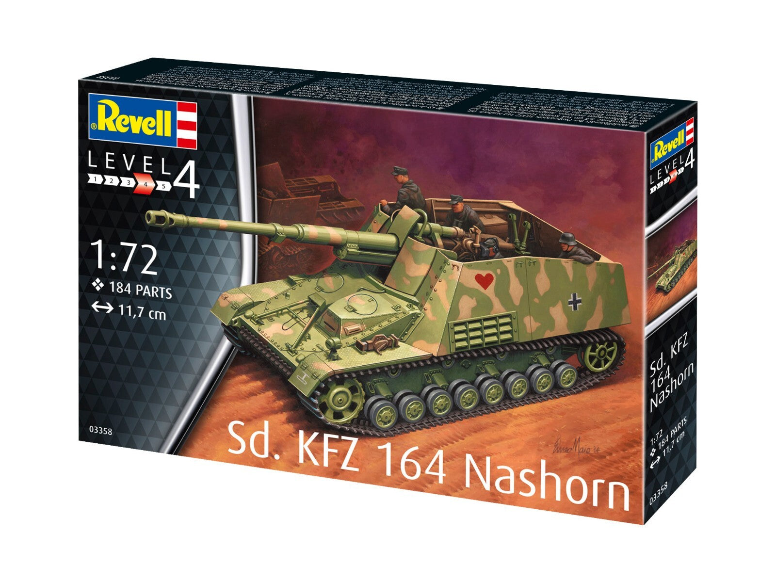 Revell 1:72 Sd.Kfz 164 Nashorn Anti Tank Scale Model Kit Skill Level 4 - 03358