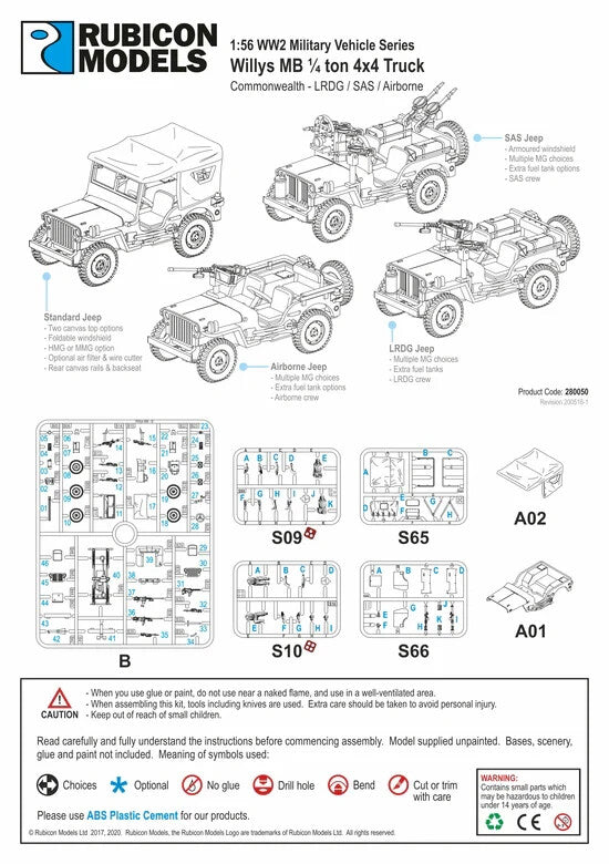 Rubicon Models 1:56 Willys MB Commonwealth 1/4 Ton 4x4 Utility Truck - 280050