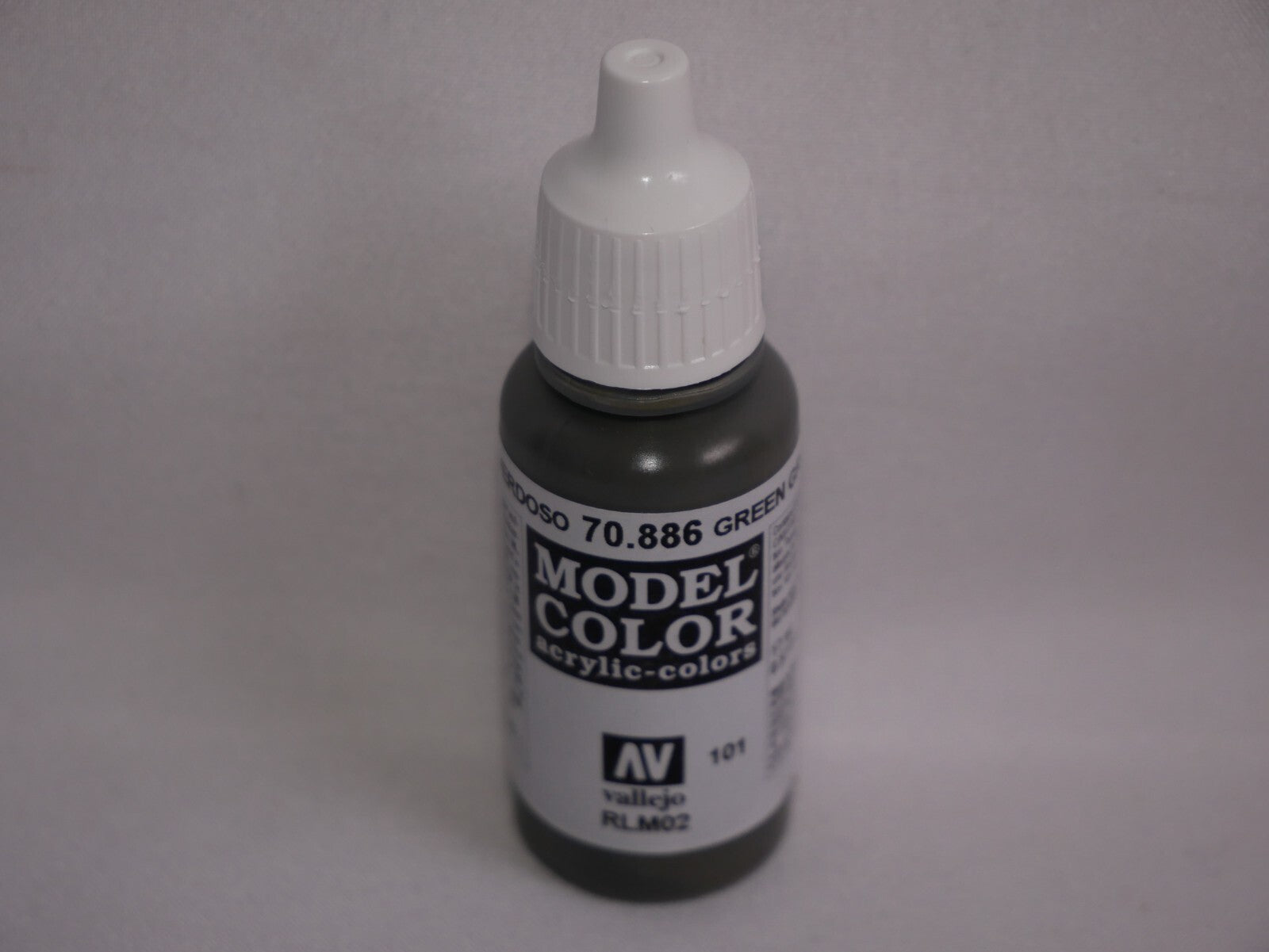 Vallejo Model Color Green Grey Acrylic 17ml/0.57 fl oz Dropper Bottle - 70.886