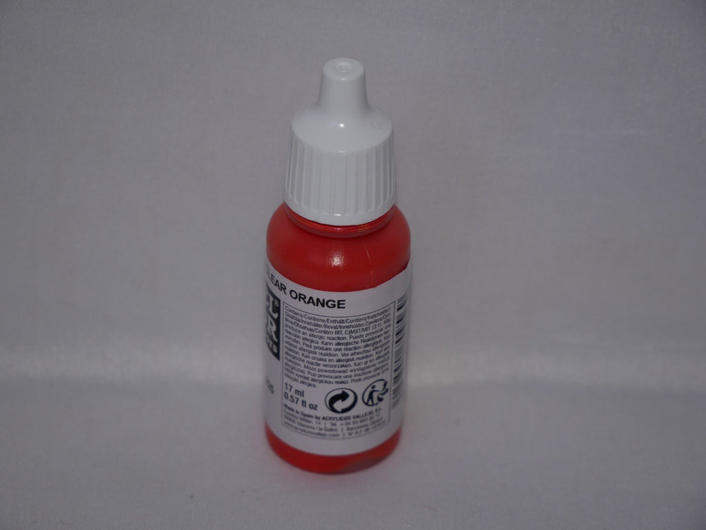 Vallejo Model Color Clear Orange Acrylic 17ml/0.57 fl oz Dropper Bottle - 70.956