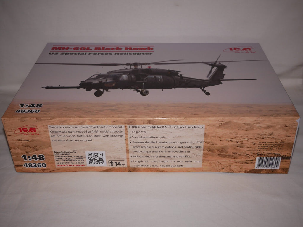 ICM 1:48 Scale Sikorsky MH-60L Black Hawk US Special Forces Helicopter - 48360