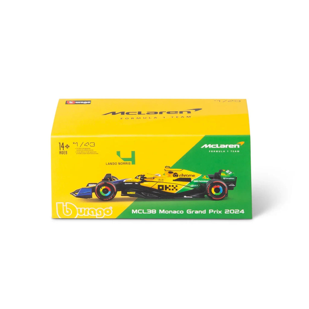 Burago 1:43 McLaren MCL38 Monaco Grand Prix 2024 No.4 Lando Norris - #18-38215NS