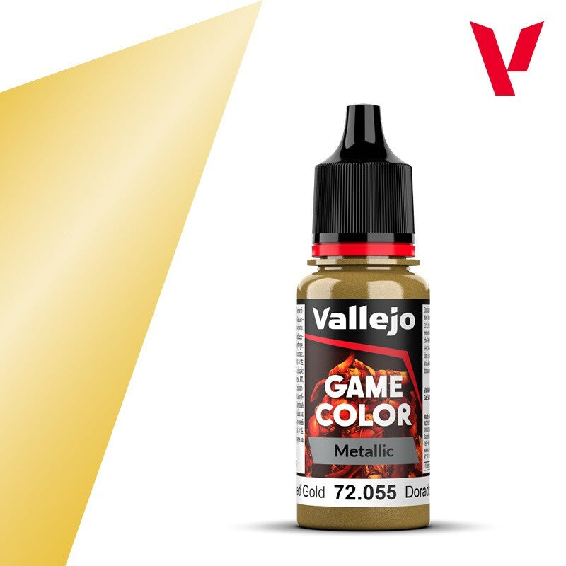 Vallejo Game Color Acrylic Metallics Polished Gold 18ml Dropper Bottle - 72.055