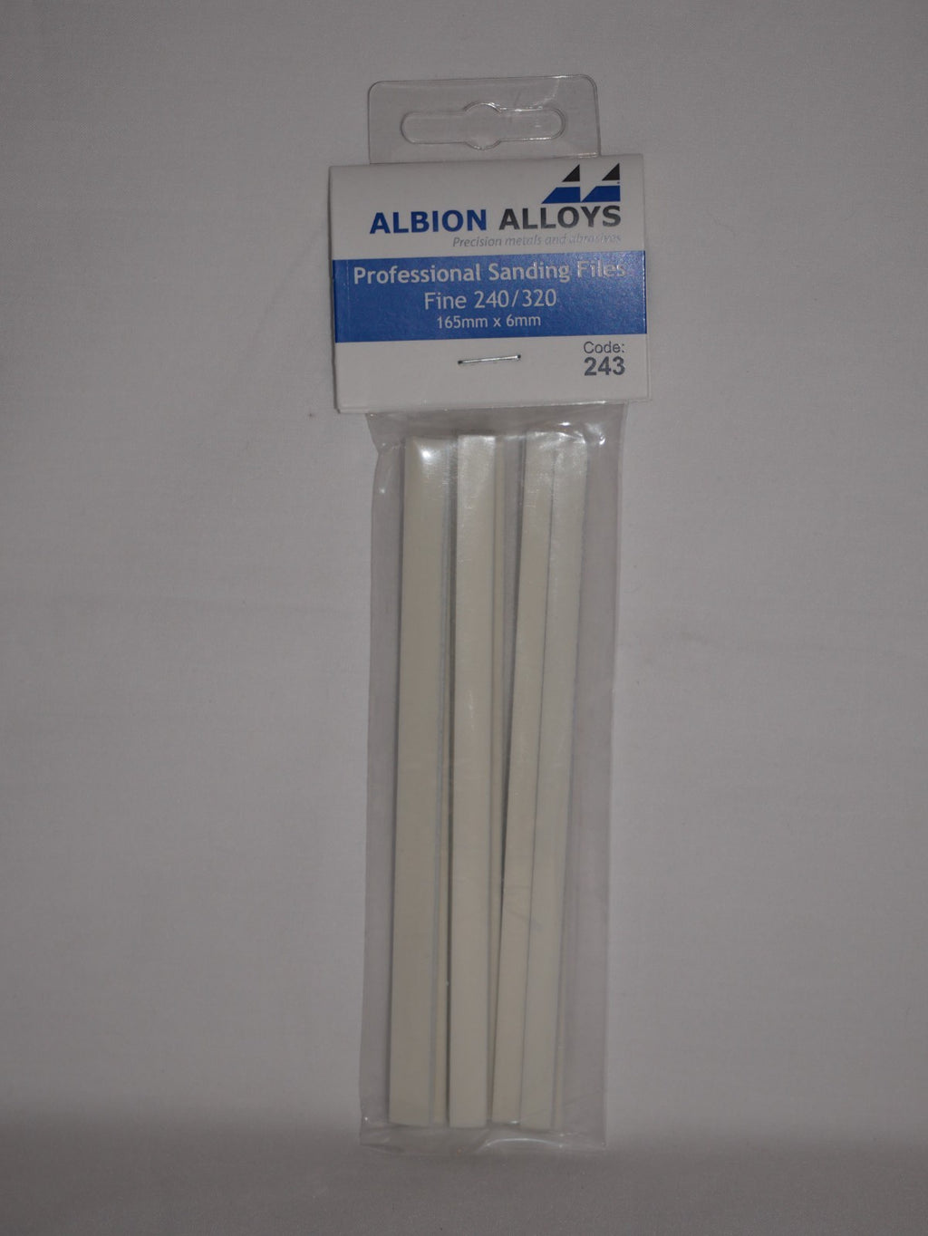 Albion Alloys Professional Sanding Files Fine 240/320 Grit (165mm x 6mm) - 243