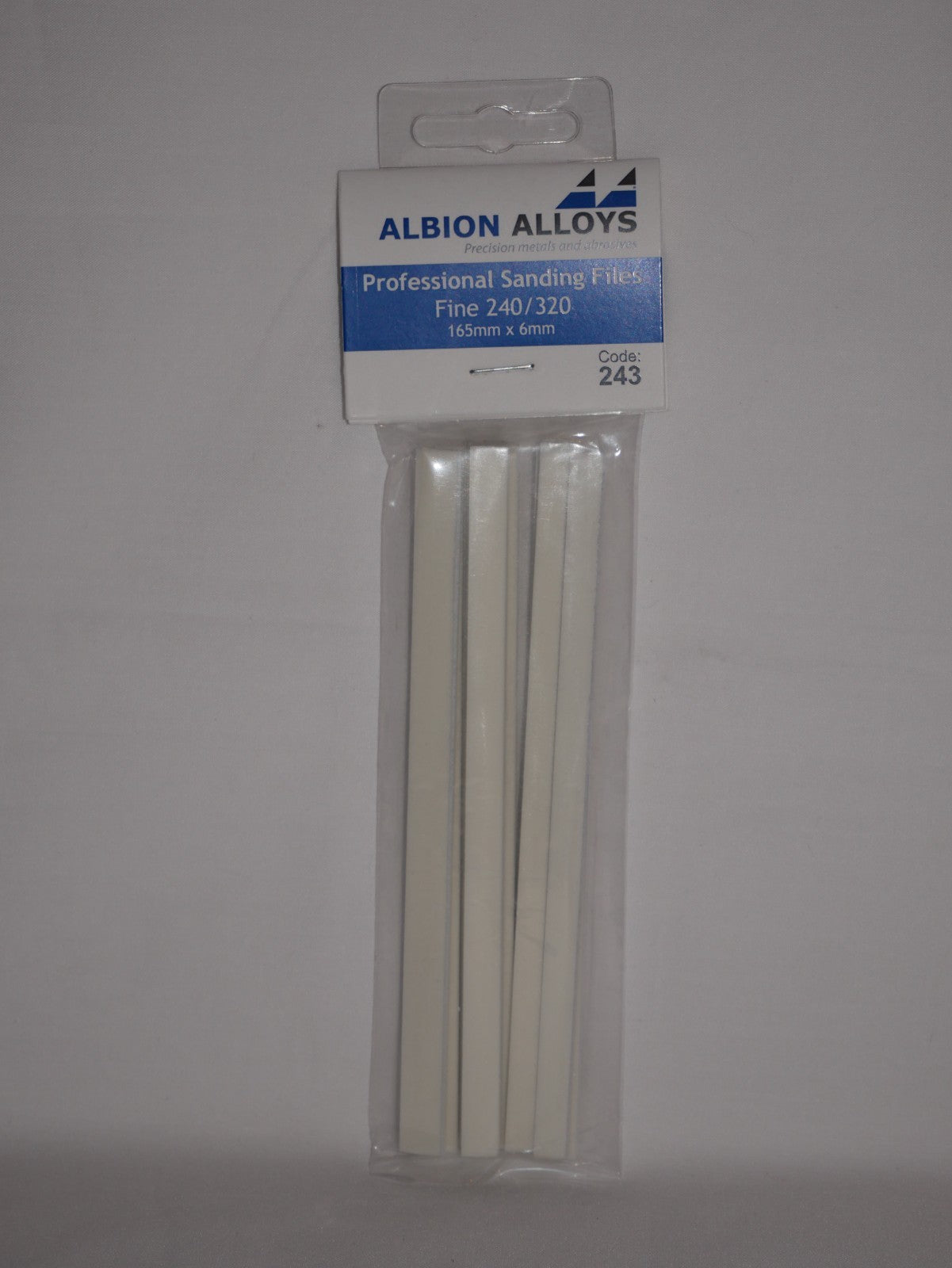 Albion Alloys Professional Sanding Files Fine 240/320 Grit (165mm x 6mm) - 243