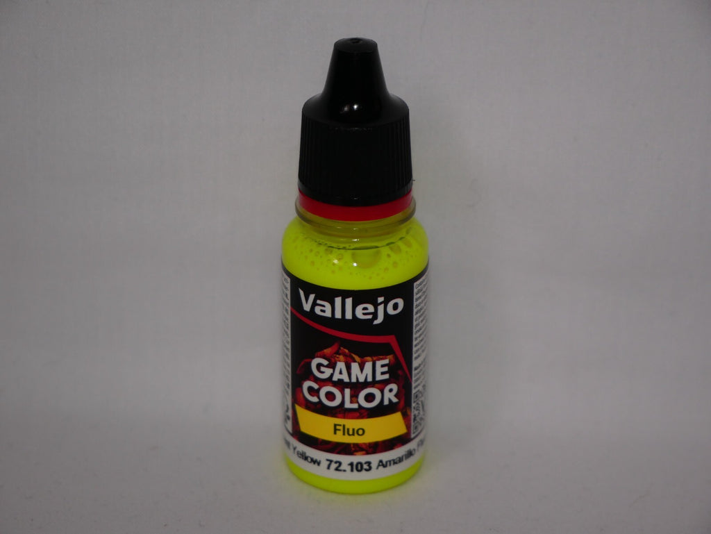 Vallejo Game Color Acrylic Range Fluorescent Yellow 18ml Dropper Bottle - 72.103