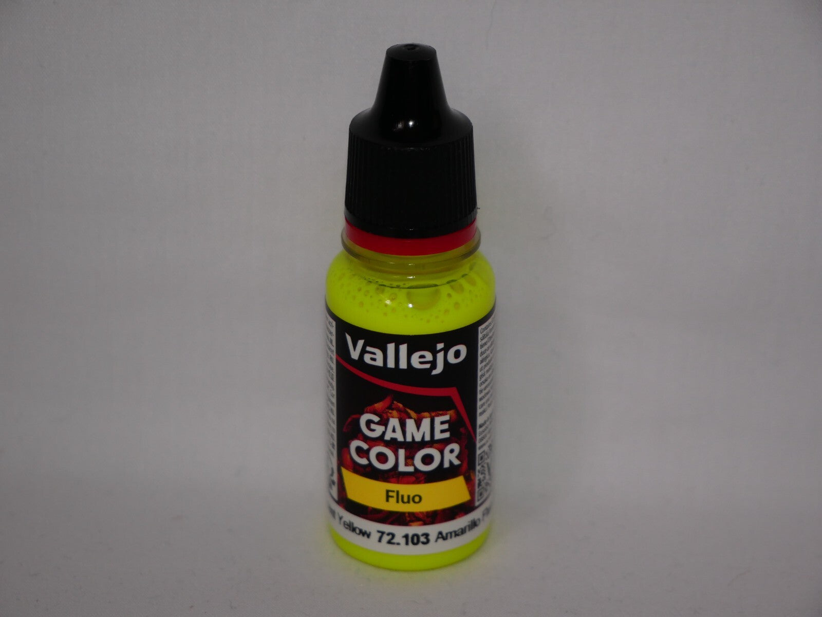 Vallejo Game Color Acrylic Range Fluorescent Yellow 18ml Dropper Bottle - 72.103