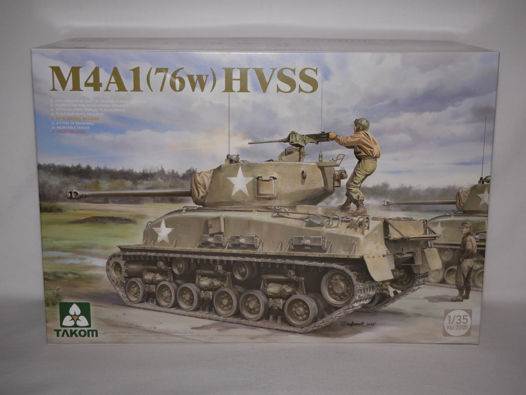 Takom 1:35 Scale WWII US Sherman M4A1 (76W) HVSS Medium Tank Model Kit - 2205