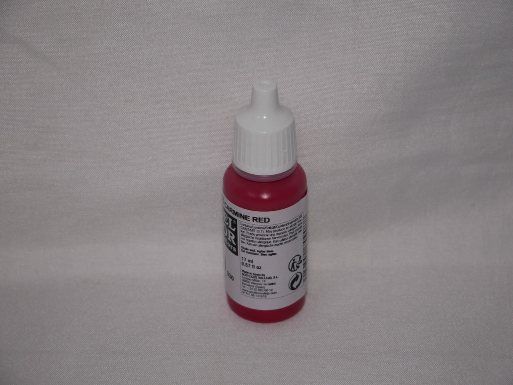 Vallejo Model Color Carmine Red Acrylic 17ml/0.57 fl oz Dropper Bottle - 70.908