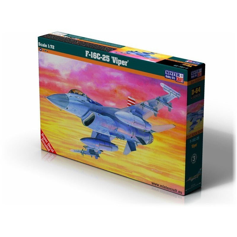 MisterCraft Hobby Kits 1:72 Scale (D-64) F-16C-25 'Viper' Fighter Jet - 040642
