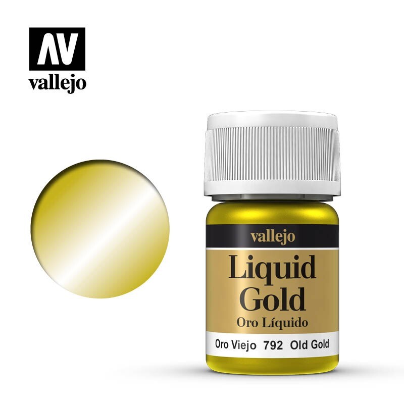 Vallejo Liquid Metal Old Gold Metallic Alcohol Based 35ml / 1.15 fl oz - 70.792