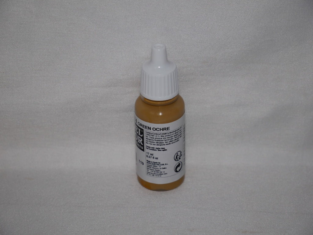 Vallejo Model Color Green Ochre Acrylic 17ml/0.57 fl oz Dropper Bottle - 70.914