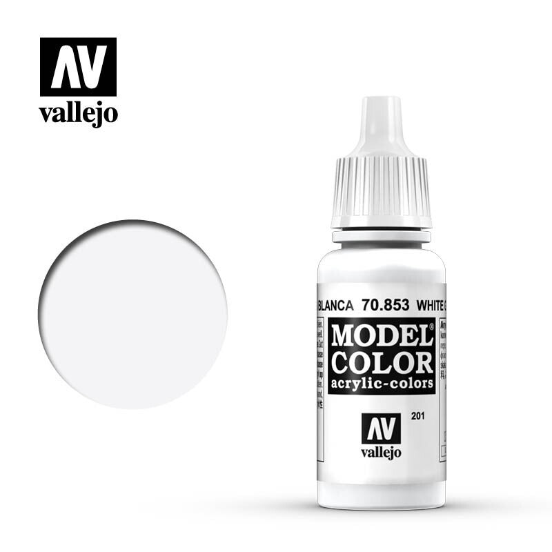 Vallejo Model Color White Glaze Acrylic 17ml/0.57 fl oz Dropper Bottle - 70.853