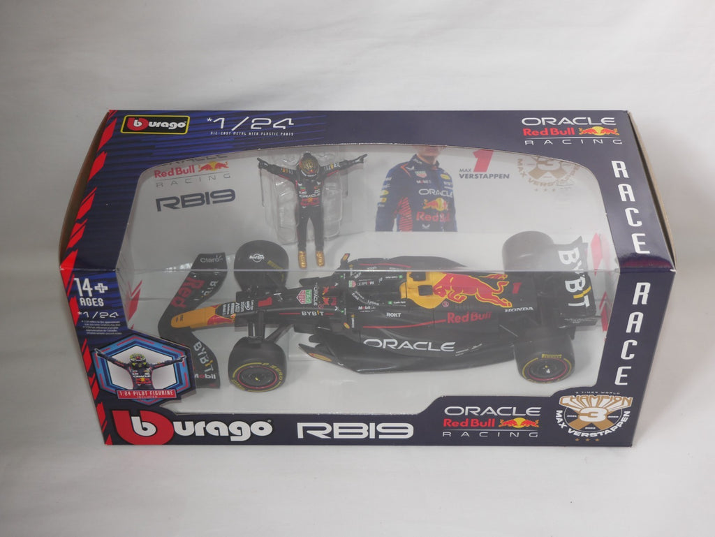 Burago 1:24 Oracle Redbull Racing RB19 Car With Max Verstappen Figure #18-28036V