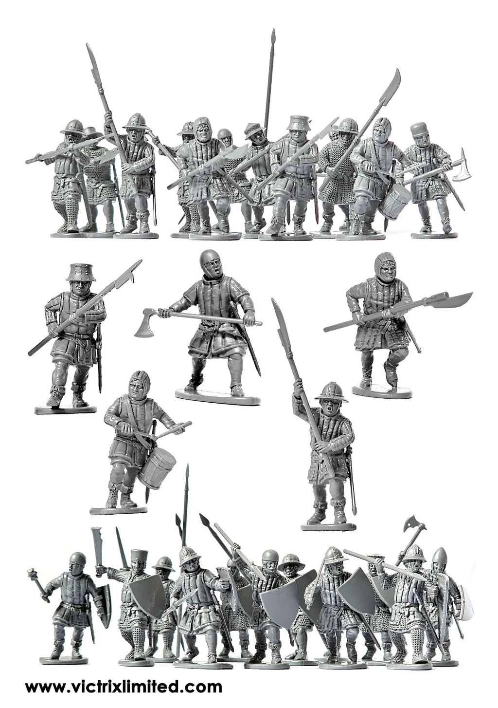Victrix Medieval Warriors 28mm Scale Hard Plastic Medieval Foot Sergeants VXM006