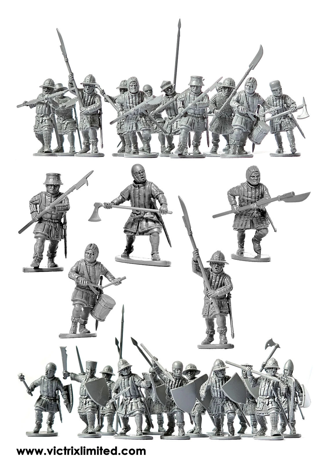 Victrix Medieval Warriors 28mm Scale Hard Plastic Medieval Foot Sergeants VXM006