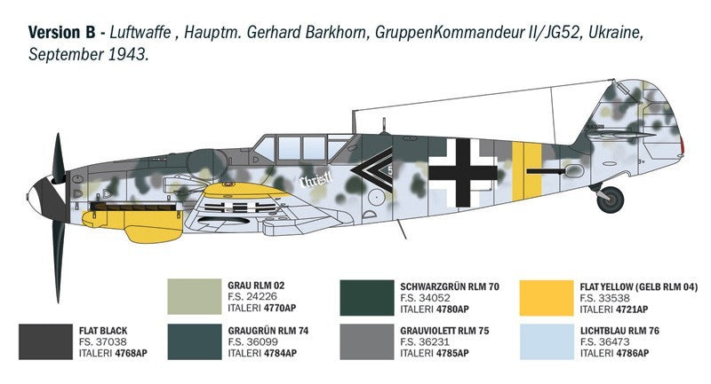 Italeri 1:72 Scale WWII Aces Messerschmitt Bf 109 G-6 Model Skill Level 2 - 1483