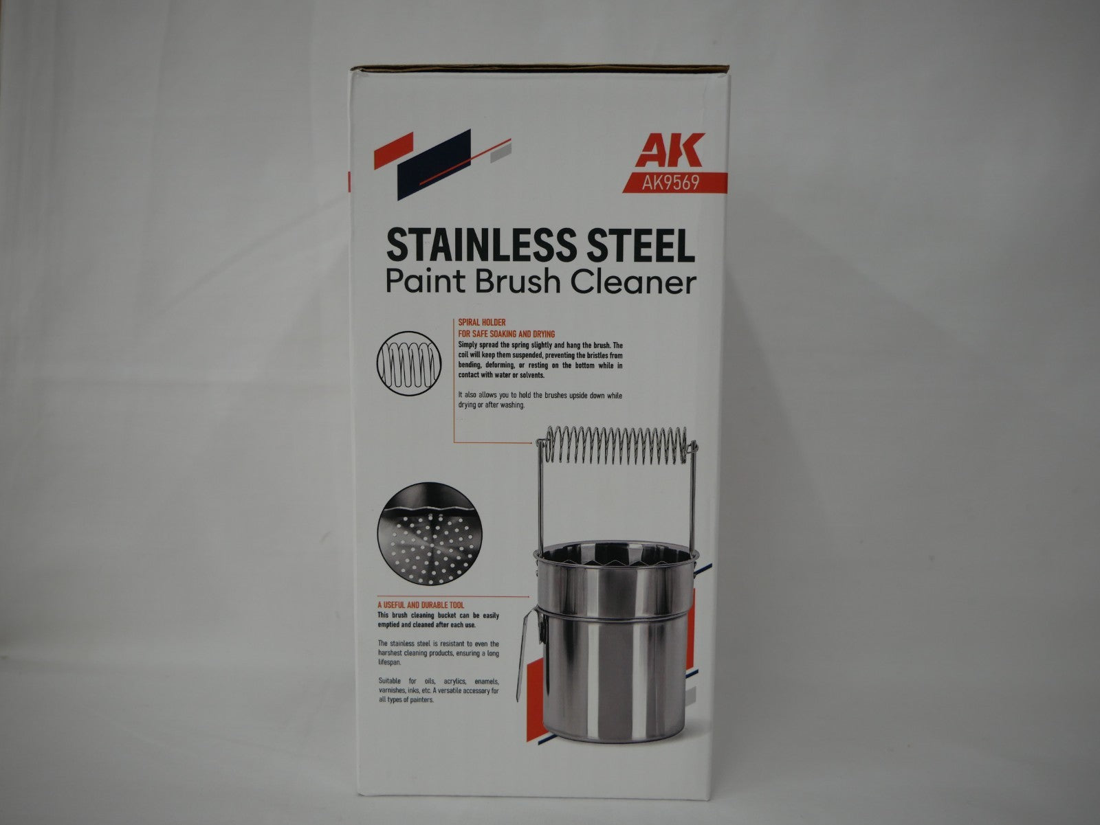 AK Interactive Stainless Steel Model Painting Paint Brush Cleaning Bucket - AK9569