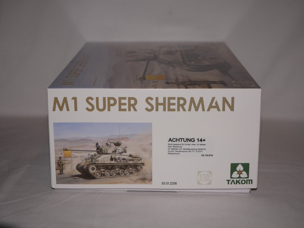 Takom 1:35 Scale Post WWII M1 Super Sherman Medium Tank Plastic Model Kit - 2206