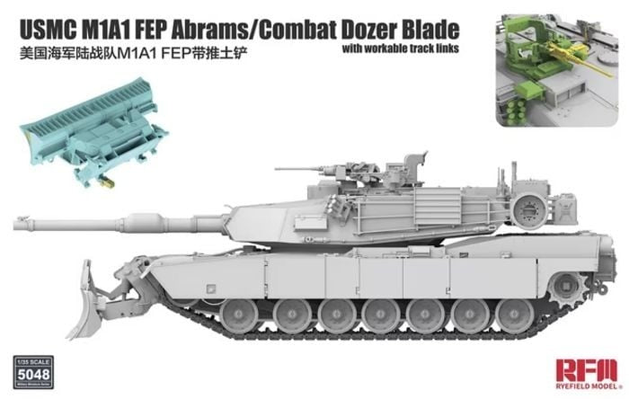 Ryefield Model 1:35 Scale USMC M1A1 FEP Abrams Tank With Combat Dozer Blade 5048