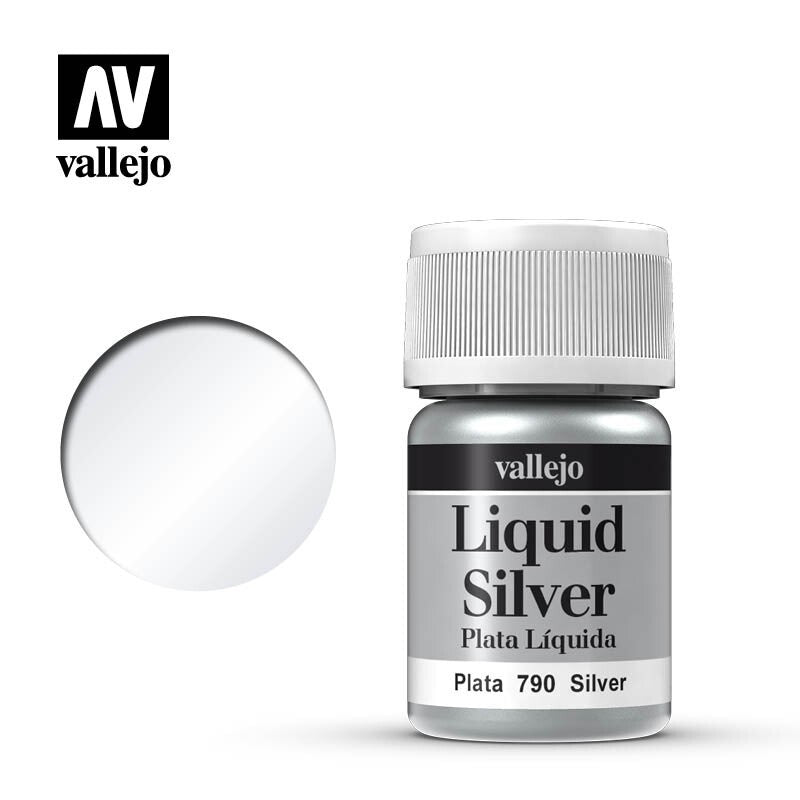 Vallejo Liquid Metal Silver Metallic Alcohol Based 35ml / 1.15 fl oz - 70.790