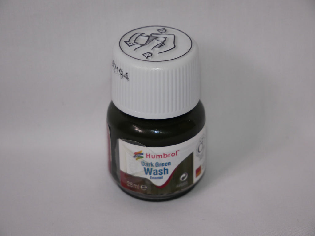 Humbrol Scale Modelling Enamel Dark Green Wash (28ml) Glass Jar Bottle - AV0203