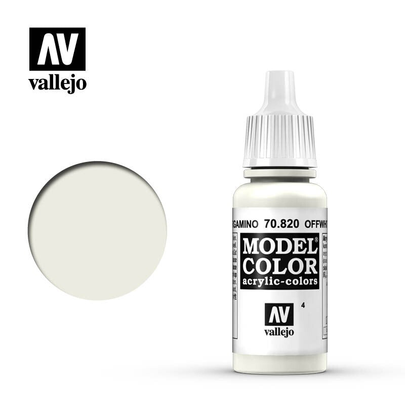 Vallejo Model Color Off-White Acrylic 17ml/0.57 fl oz Dropper Bottle - 70.820