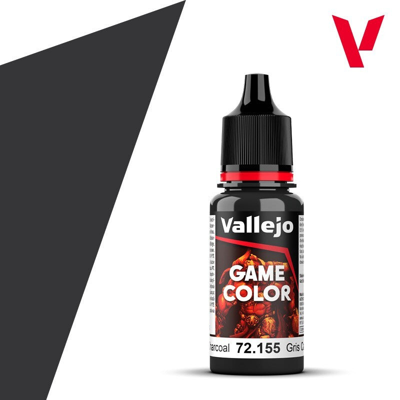 Vallejo Game Color Acrylic Range Charcoal 18ml/0.6 fl oz Dropper Bottle - 72.155
