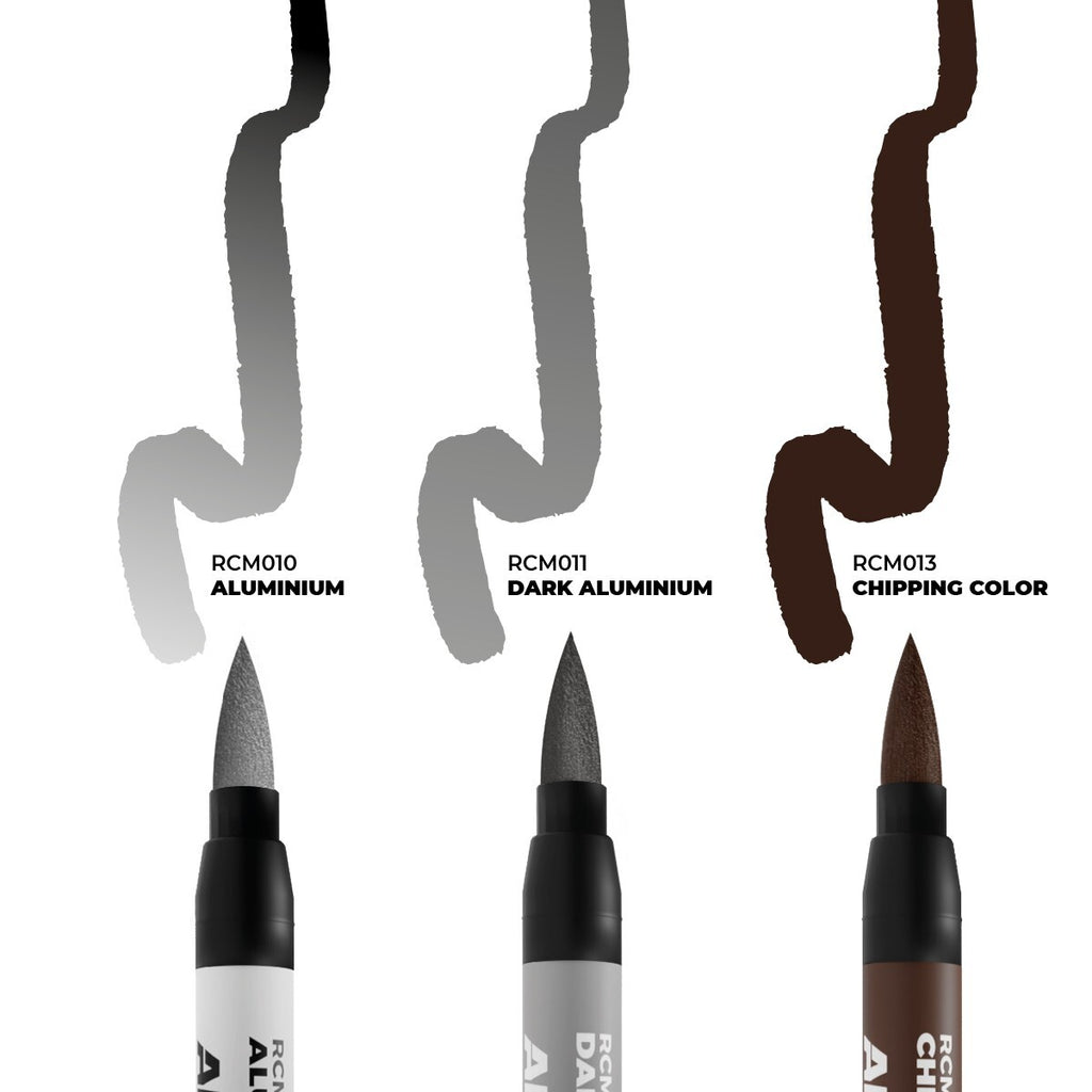 AK Interactive Real Colors Fast Dry Acrylic Markers Chipping 3 Piece Set RCM105