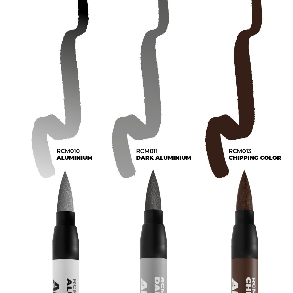 AK Interactive Real Colors Fast Dry Acrylic Markers Chipping 3 Piece Set RCM105