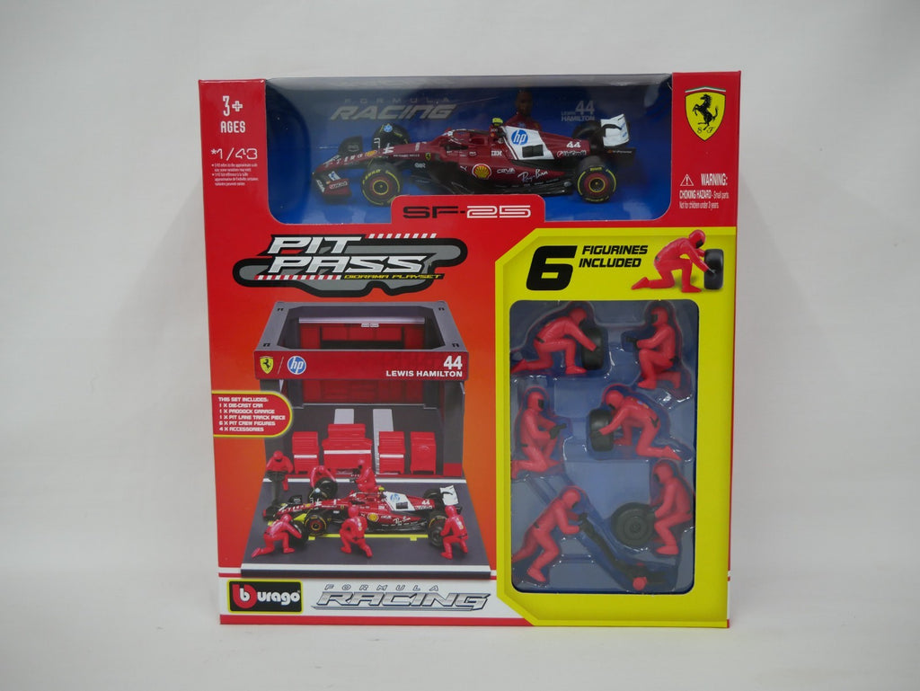 Burago 1:43 Scuderia Ferrari Formula One Team L.Hamilton Pit Pass Diorma Playset - #18-36865H