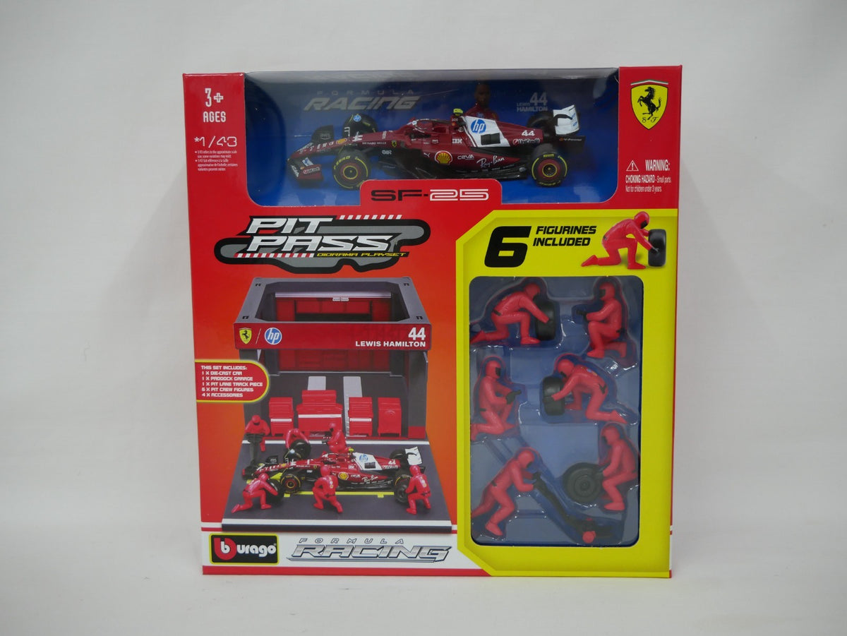 Burago 1:43 Scuderia Ferrari Formula One Team L.Hamilton Pit Pass Diorma Playset - #18-36865H