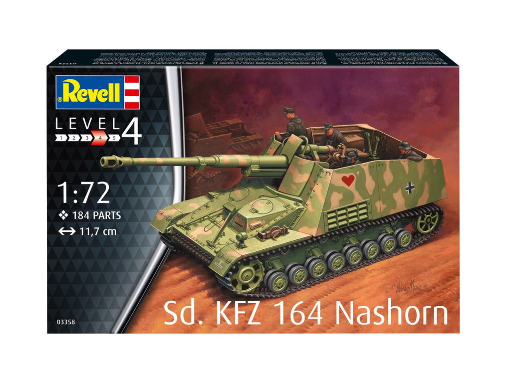 Revell 1:72 Sd.Kfz 164 Nashorn Anti Tank Scale Model Kit Skill Level 4 - 03358