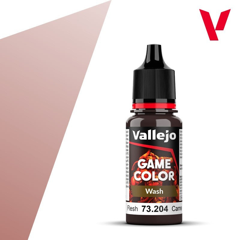 Vallejo Game Color Acrylic Washes Flesh 18ml/0.6 fl oz Dropper Bottle - 73.204