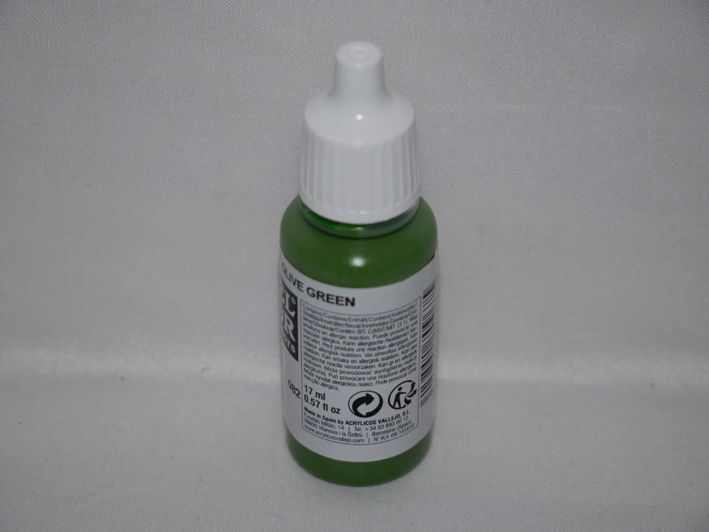 Vallejo Model Color Olive Green Acrylic 17ml/0.57 fl oz Dropper Bottle - 70.967