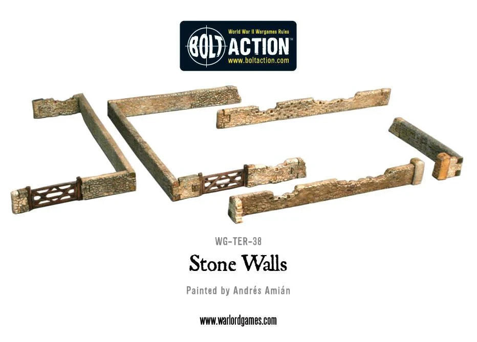 Warlord Games Bolt Action 1:56 Scale Hard Plastic Stone Walls Model - WG-TER-38