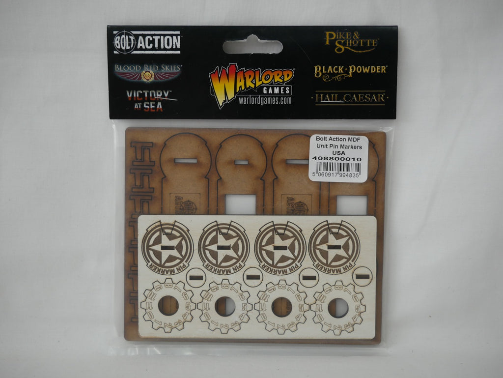 Warlord Games & Skytrex Bolt Action Laser Cut MFD Unit Pin Markers USA  - 408800010