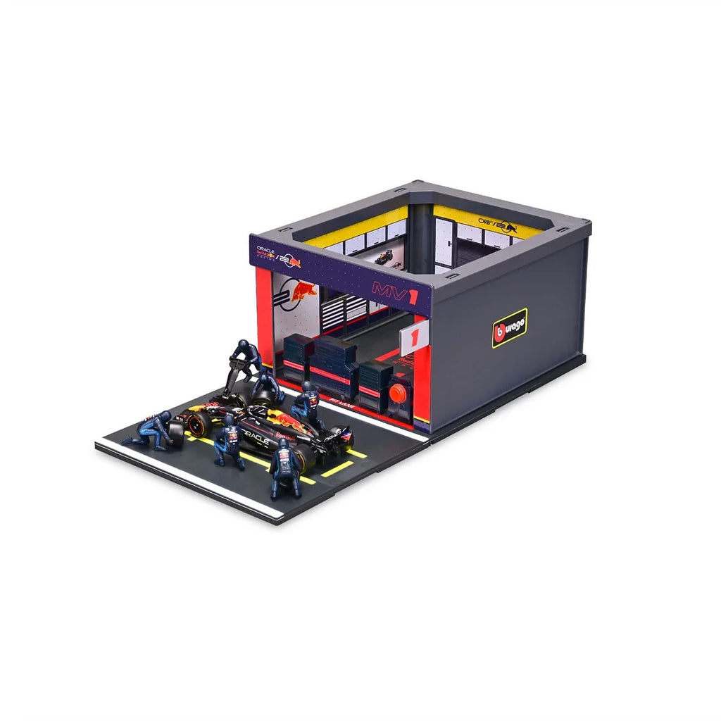 Burago 1:43 Scale Oracle Redbull Racing Formula One Team Pit Pass Diorma Playset - #18-38453V