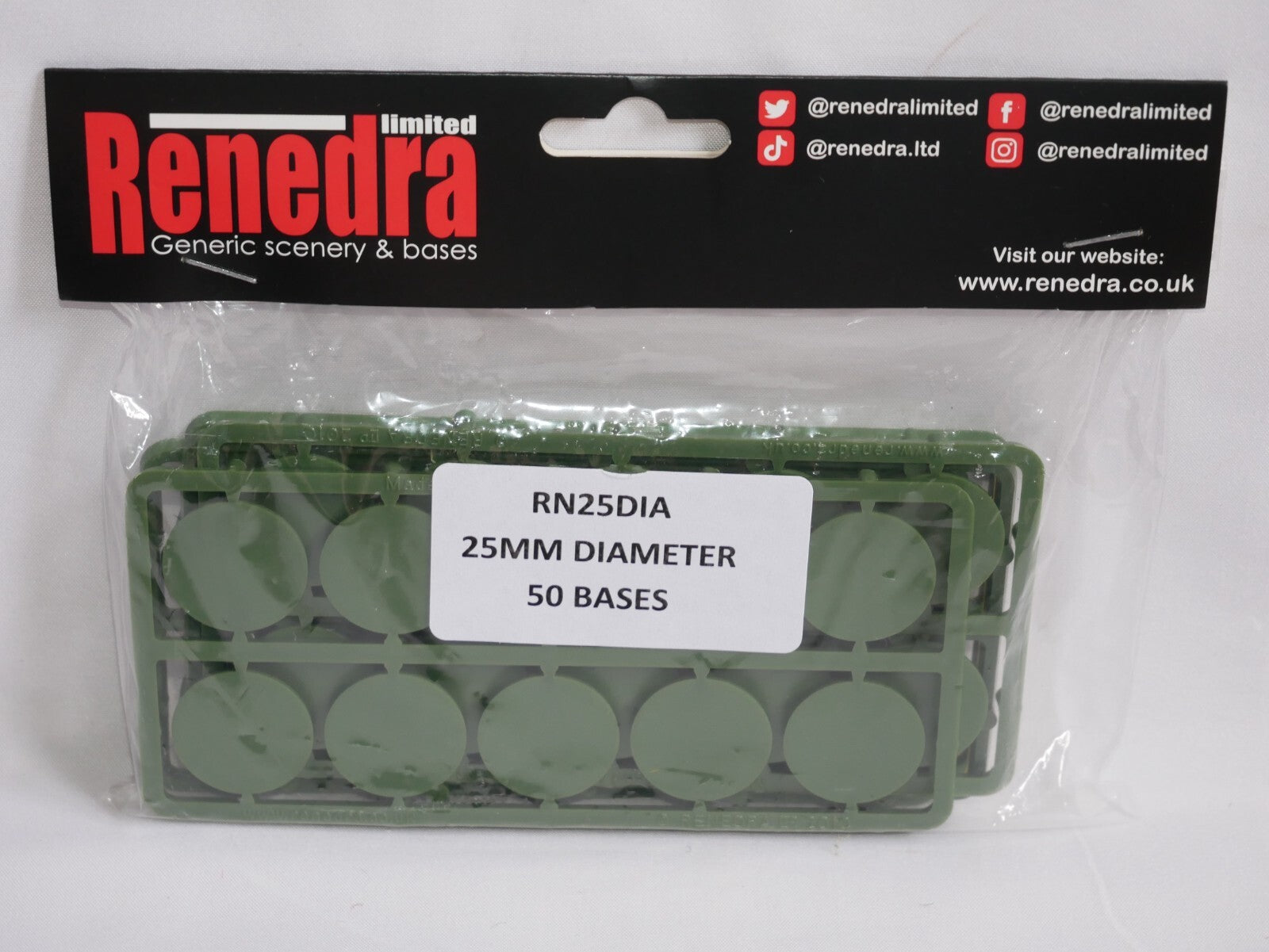 Renedra Limited Generic Scenery & Bases 25mm Diameter Bases 50 Per Pack - RN25DIA