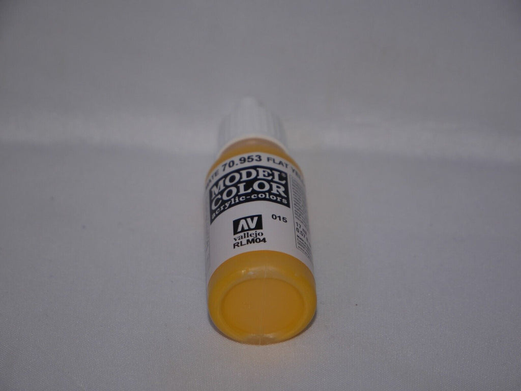Vallejo Model Color Flat Yellow Acrylic 17ml/0.57 fl oz Dropper Bottle - 70.953