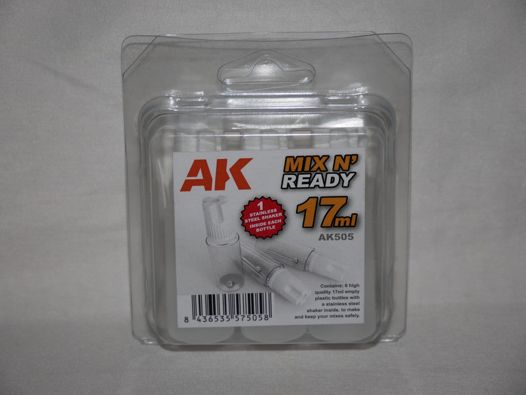 AK Interactive Mix N' Ready 17ml Empty Dropper Bottles With Steel Agitator AK505