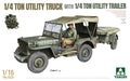 Takom 1:16 Scale WWII 1/4 Ton Utility Truck With 1/4 Ton Utility Trailer - 1026