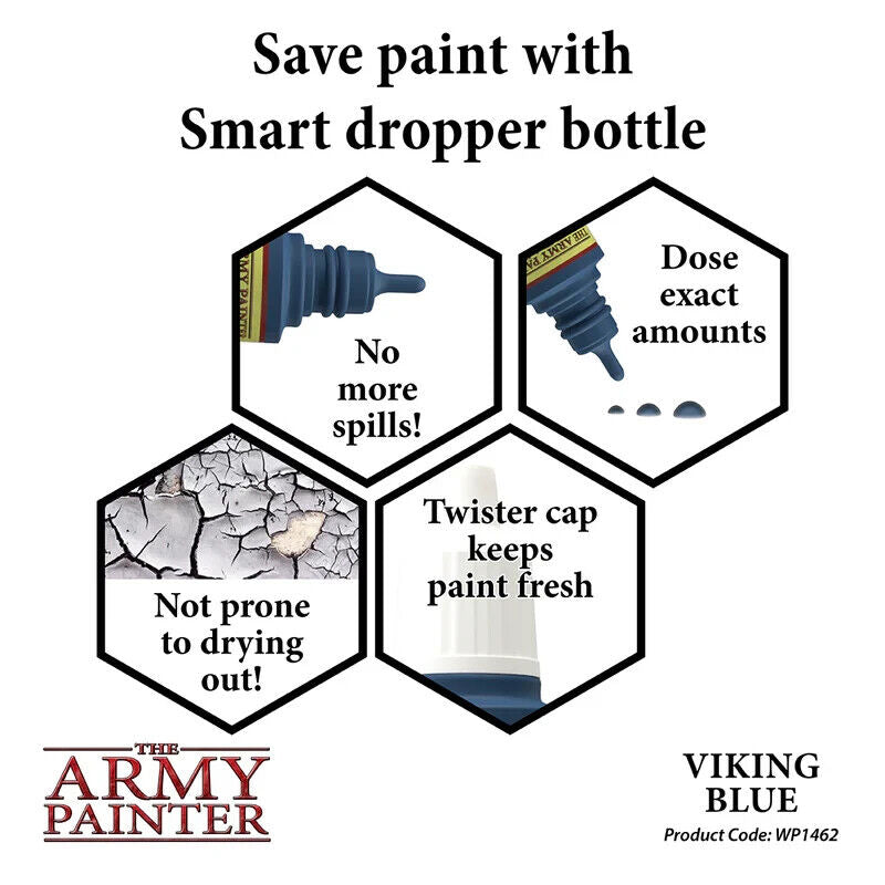 The Army Painter Acrylic Warpaints Range Viking Blue 18ml Dropper Bottle WP1462